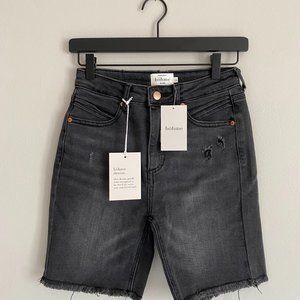 Bohme Black Distressed Midi Shorts Bermuda Shorts